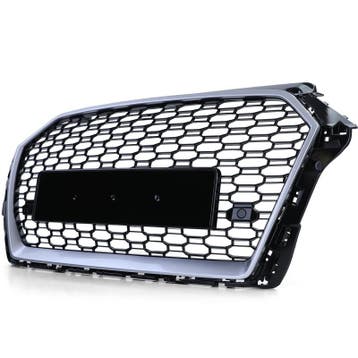 Grill Audi A3 8V RS3 look 17-20 Zwart/Zilver, Auto-onderdelen, Overige Auto-onderdelen, Ophalen of Verzenden, Nieuw