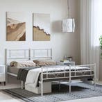 vidaXL Bedframe met hoofd- en voeteneinde metaal wit 150x200, Verzenden, Wit, Overige maten, 200 cm
