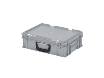 Koffer - 400 x 300 x H 133 mm - grijs - stapelbak met deksel, Ophalen of Verzenden, Nieuw