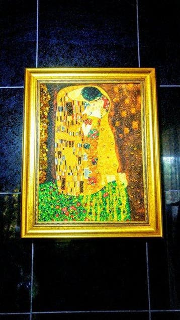 Baltisch barnsteen schilderij - Klimt-collectie - Kus -, Nieuw