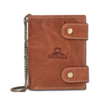 Woodland Biker portemonnee met ketting | Leer | Cognac, Overige merken, Bruin, Verzenden, Nieuw