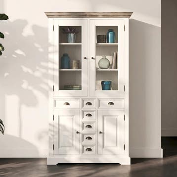 *WOONWINKEL* Tower Living Fleur Landelijke Vitrinekast, Huis en Inrichting, Kasten | Wandmeubels, Verzenden, Nieuw