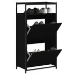 vidaXL Schoenenkast 60x34x112 cm bewerkt hout zwart, Verzenden, Nieuw