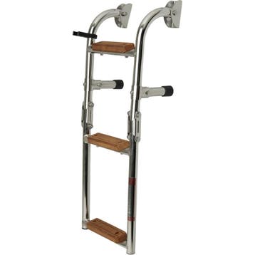 Opvouwbare Zwemtrap Rvs 3 Houten Treden 60x22cm, Watersport en Boten, Ophalen of Verzenden, Nieuw