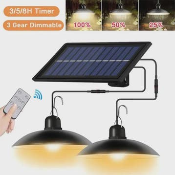 Dubbele Solar Hanglamp met Afstandsbediening - Waterdicht LE, Huis en Inrichting, Lampen | Hanglampen, Verzenden, Nieuw