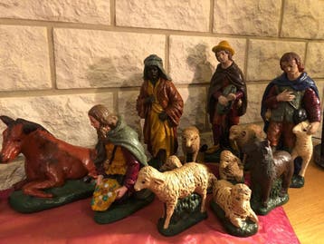 21 delige grote gipsen kerstgroep Gemiddeld ruim 30 cm hoog, Diversen, Ophalen, Zo goed als nieuw