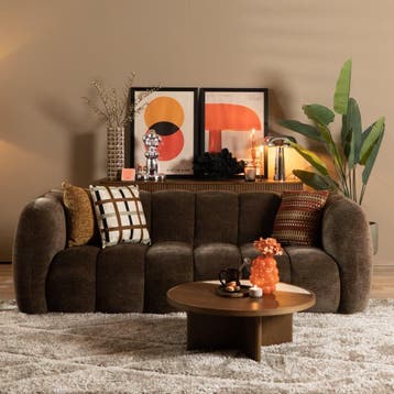 50% Korting: 3-zitsbank Luca chenille mocha, Ophalen, Zo goed als nieuw, Scandinavisch