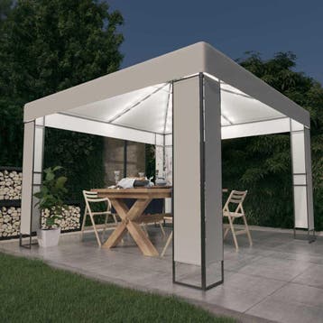 vidaXL Prieel met dubbel dak en LED-lichtslinger 3x3 m wit, Tuin en Terras, Verzenden, Nieuw