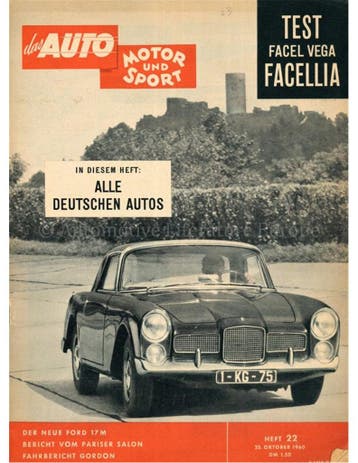 1960 DAS AUTO MOTOR UND SPORT MAGAZINE 22 DUITS, Nieuw, Author