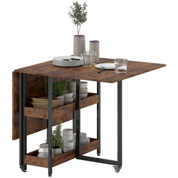TRUUSK Opvouwbare Eettafel 2-4 Personen - Met 2 Open Planken, Huis en Inrichting, Bureaus, Verzenden, Nieuw