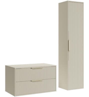 Wastafelkast Rimini 80 cm - Beige -  Badmeubel met Kolomkast, Verzenden, Nieuw, Wastafelkast