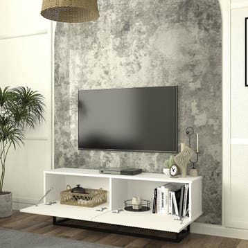 Tv-meubel Verpsboga kort frame 135x32x47 cm wit [en.casa], Verzenden, Nieuw