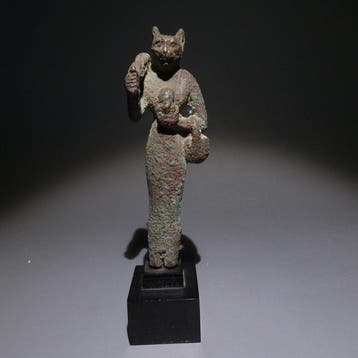 Oud-Egyptisch Brons Zeer mooi massief beeld van de, Verzamelen