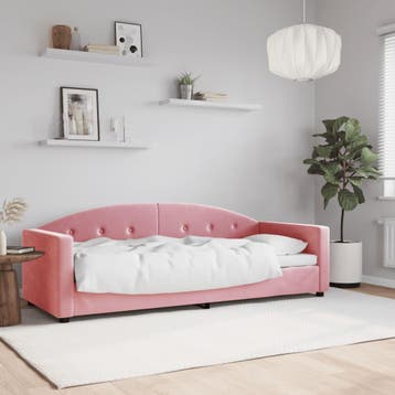 vidaXL Slaapbank 80x200 cm fluweel roze, Eenpersoons, Verzenden, Nieuw, 80 cm