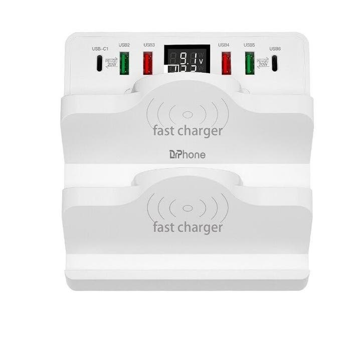 DrPhone SmartC7 Multifunctionele 80W Laadstation - 6-poorts, Telecommunicatie, Mobiele telefoons | Telefoon-opladers, Verzenden