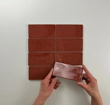 Wandtegel Equipe Cerámica Atlas Rood Glans 7,5x15, Nieuw, Minder dan 20 cm, 10 m² of meer, Wandtegels