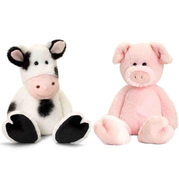 Pluche varken en koe knuffels - boerderij vriendjes - 18 cm, Verzenden, Nieuw
