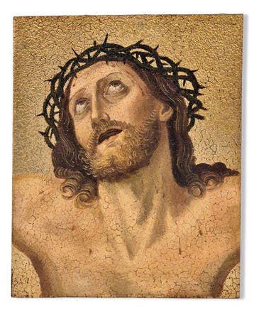 Olieverfschilderij op paneel - Het gezicht van Christus - 23