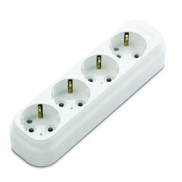 Stekkerdoos, 4-voudig, zonder kabel, wit, Doe-het-zelf en Verbouw, Elektra en Kabels, Ophalen of Verzenden, Nieuw