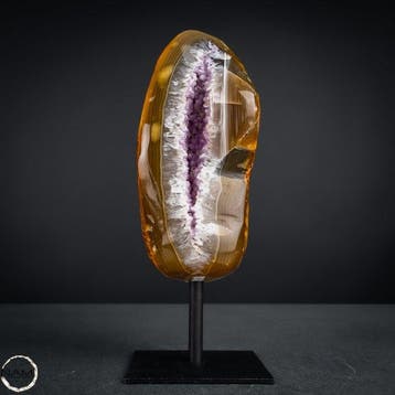 Agaat-geode met amethistdruse – natuurkunstwerk met