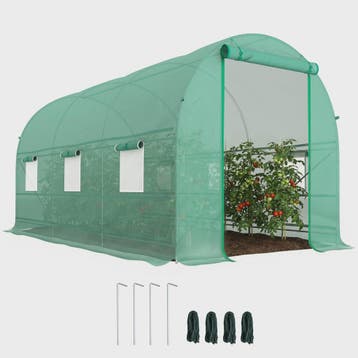 Outsunny Tunnel Greenhouse 400X200X200Cm with 6 Windows for, Verzenden, Nieuw