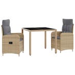 vidaXL Buiten eettafelset 3 pcs Beige en Licht Grijs 90 x 90, Verzenden, Nieuw