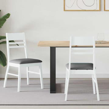 vidaXL Eettafelstoelen 2 st Massief Rubberhout Wit 43 x 54 x, Verzenden, Nieuw, Wit