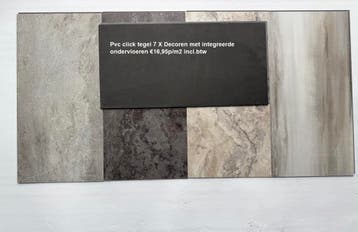 Pvc click 6 X kleur Ocean slate met integreerde ondervloer, 75 m² of meer, Pvc click tegel model , Nieuw, Ophalen of Verzenden