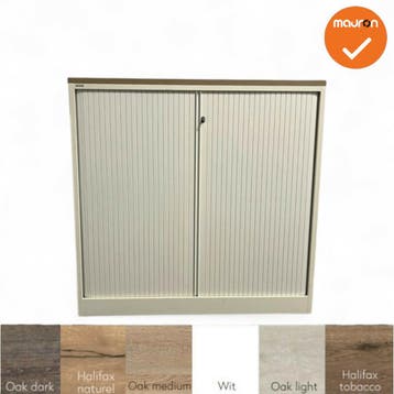 Roldeurkast - Ahrend - 120x120x45cm - wit met metalen rol..., Werkplek, Ophalen of Verzenden, Gebruikt, Kast