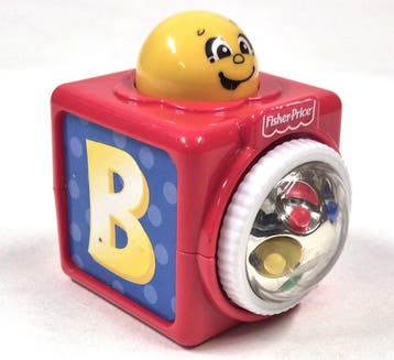 Vintage Fisher-Price activiteitenblok met pop-up figuurtje, Verzenden, Gebruikt