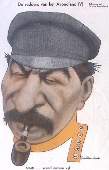 Spotprent met het gezicht van Stalin (lijst optie, Lithos), Verzenden