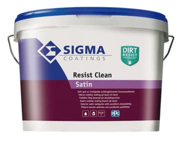 Sigma Resist Clean satin - Wit - 10 liter (Muurverf - Latex), Wit, Nieuw, Ophalen of Verzenden, Verf