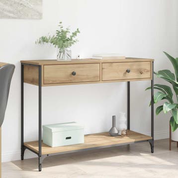 vidaXL Wandtafel Artisan Eiken 100 x 34,5 x 75 cm Bewerkt, Minder dan 45 cm, Verzenden, Nieuw, 70 cm of meer