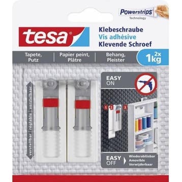 Zelfklevende schroef | Tesa | 2 stuks | 1 kg, Verzenden, Nieuw
