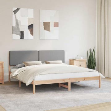 vidaXL Bedframe met Gevoerd Hoofdgedeelte Lichtgrijs 200 x, Verzenden, Nieuw, Hout