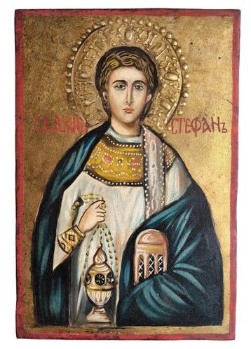 Icoon - Heilige Stefanus (de Protomartelaar en archdeken) -, Antiek en Kunst