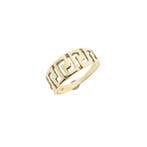 Vintage gouden ring met meander patroon, Gebruikt, Overige kleuren, 19 tot 20, Ophalen of Verzenden