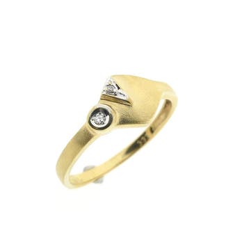 8 karaat ring met diamanten; 0,02 ct., Sieraden, Tassen en Uiterlijk, Ringen, 18 tot 19, Gebruikt, Geel, Ophalen of Verzenden