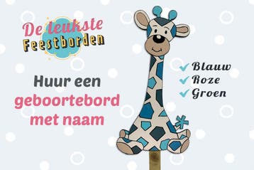 Geboortebord Giraf blauw geboorteborden huren jongen, Ophalen, Zo goed als nieuw, Geboortebord