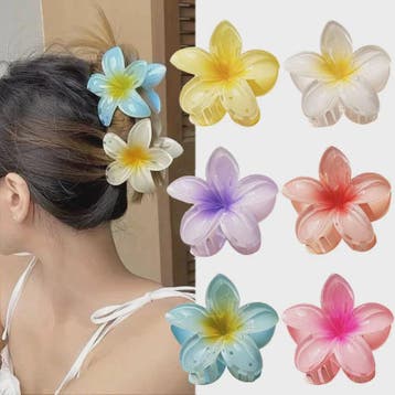 3x Grote Boho Bloemen Haarclips Acryl - Gradient Kleuren & H, Verzenden, Nieuw