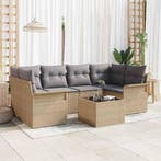 vidaXL Tuin Sofa Set 7 pcs Beige Poly riet, Verzenden, Nieuw, Rotan