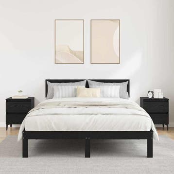 vidaXL Nachtkastje 2 st Zwart Eiken 40 x 35 x 50 cm Bewerkt, Minder dan 45 cm, Verzenden, Nieuw, Minder dan 55 cm