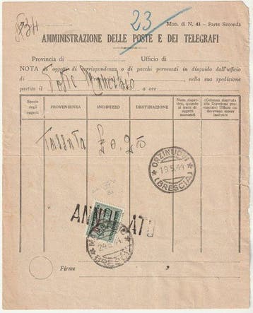 Republikeinse Nationale Garde 1944 - 19 mei GNR Segnatasse, Gestempeld