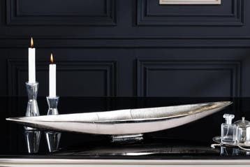 Handgemaakte decoratieve kom SILVER LEAF 80cm zilver, Huis en Inrichting, Ophalen of Verzenden, Nieuw