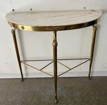 Wandtafel - Messing, Marmer - Consoletafel in messing en