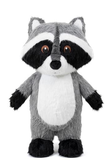 KIMU® Groot Opblaas Kostuum Wasbeer Grijs 2.6 Meter Opblaasb, Ophalen of Verzenden, Nieuw, Carnaval, Kleding