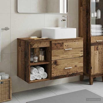 vidaXL Badkamermeubelset 2 st Oud hout Bewerkt hout, Huis en Inrichting, Tafels | Kaptafels, Verzenden, Nieuw