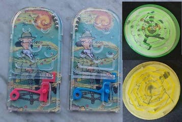 Tintin - 4 Vintage set van 2 Flipper Pinballvarianten + 2, Boeken, Nieuw