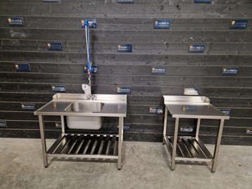 Aan- en afvoertafel | wastafel | 120cm | RVS | horeca, Nieuw in verpakking, RVS Meubilair
