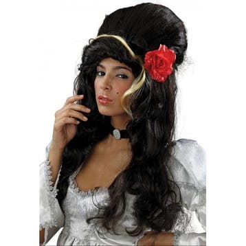 Amy Winehouse pruik met roos - Damespruiken, Verzenden, Nieuw